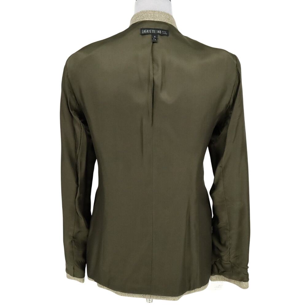 Lafayette 148 Jacket Womens 4 Beige Green Wool Cashmere Blend Lined Blazer New - Picture 13 of 16